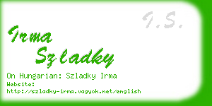irma szladky business card